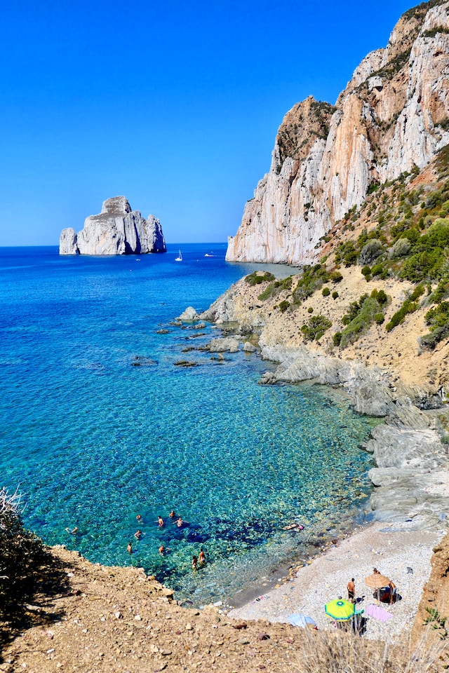 The dramatic limestone cliff Sardinia 