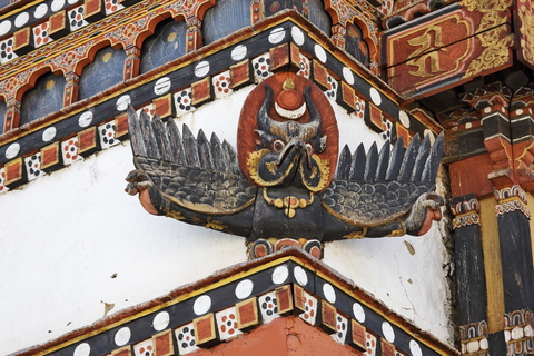 Wood carving of Tibetan garuda in Bhutan